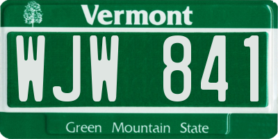 VT license plate WJW841