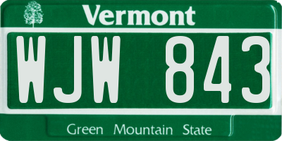 VT license plate WJW843