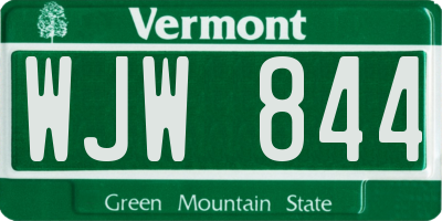 VT license plate WJW844