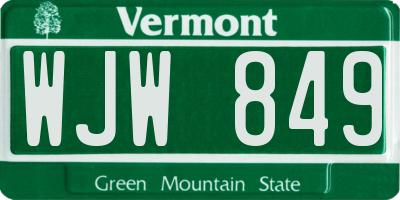 VT license plate WJW849