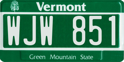 VT license plate WJW851