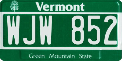 VT license plate WJW852