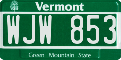 VT license plate WJW853