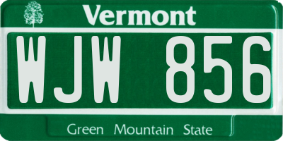 VT license plate WJW856