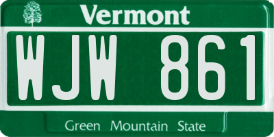 VT license plate WJW861