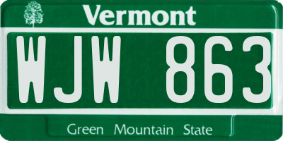 VT license plate WJW863