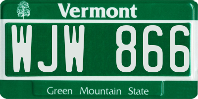 VT license plate WJW866