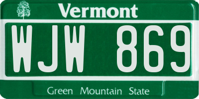 VT license plate WJW869