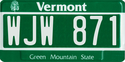 VT license plate WJW871