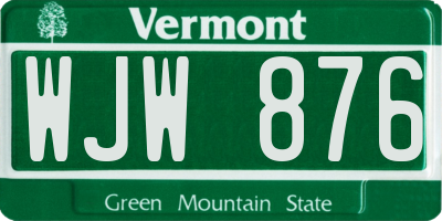 VT license plate WJW876