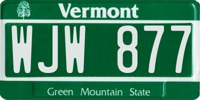 VT license plate WJW877