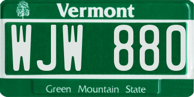 VT license plate WJW880