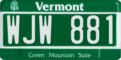 VT license plate WJW881