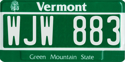 VT license plate WJW883