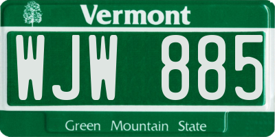 VT license plate WJW885