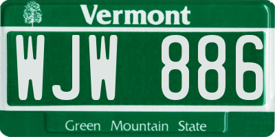 VT license plate WJW886