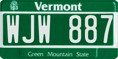VT license plate WJW887