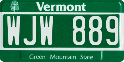 VT license plate WJW889