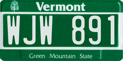 VT license plate WJW891