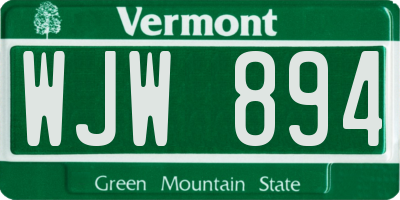 VT license plate WJW894