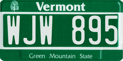 VT license plate WJW895