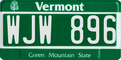VT license plate WJW896