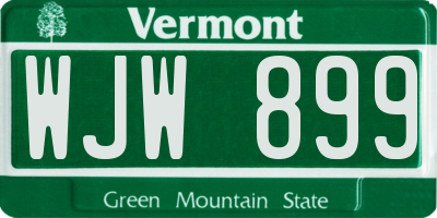 VT license plate WJW899