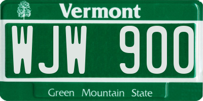 VT license plate WJW900