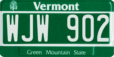 VT license plate WJW902