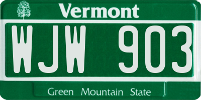 VT license plate WJW903