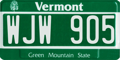 VT license plate WJW905