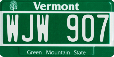 VT license plate WJW907