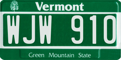 VT license plate WJW910