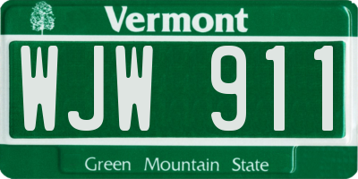 VT license plate WJW911