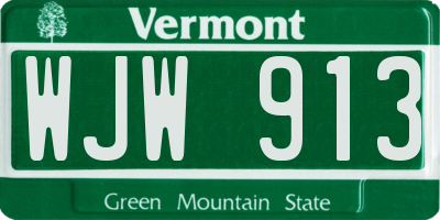 VT license plate WJW913