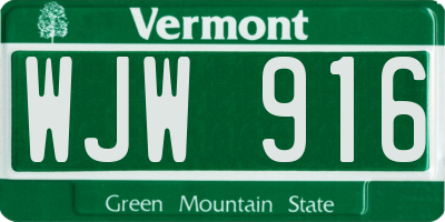 VT license plate WJW916