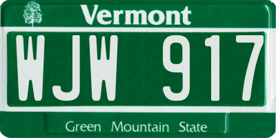 VT license plate WJW917