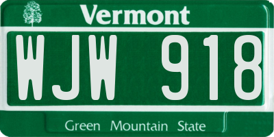 VT license plate WJW918