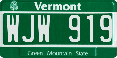 VT license plate WJW919
