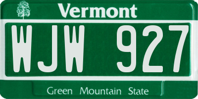 VT license plate WJW927