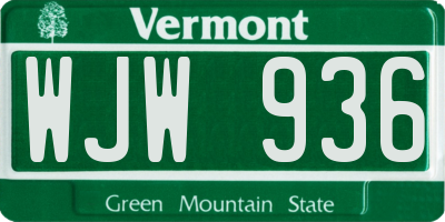 VT license plate WJW936