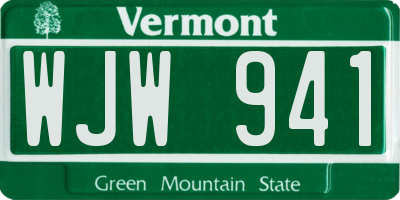 VT license plate WJW941
