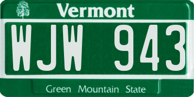 VT license plate WJW943