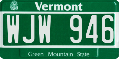 VT license plate WJW946