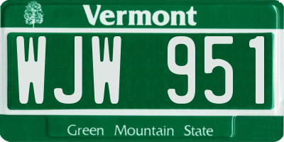 VT license plate WJW951