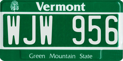VT license plate WJW956