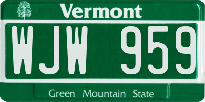 VT license plate WJW959