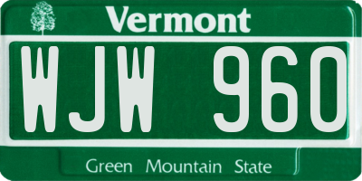 VT license plate WJW960