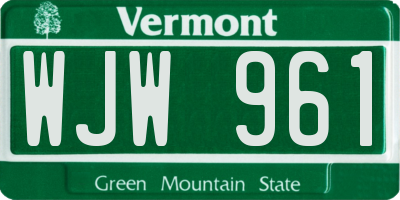 VT license plate WJW961