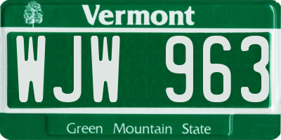 VT license plate WJW963